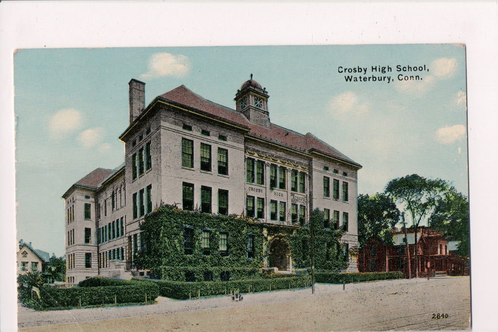 CT, Waterbury - Crosby High School @1915 postcard - A10019
