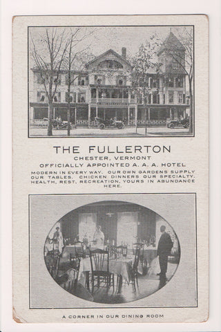 VT, CHESTER - The Fullerton Hotel, dining room - old postcard - A10035