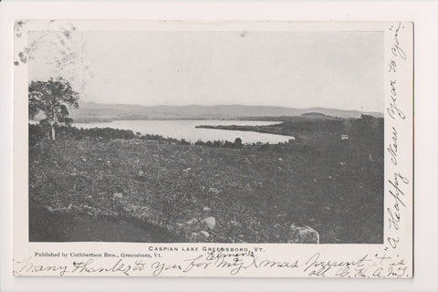 VT, GREENSBORO - Caspian Lake and shoreline - 1907 postcard - A10142