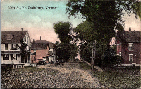 VT, No Craftsbury - MAIN ST - houses, sign etc - 1917 postcard - A12148