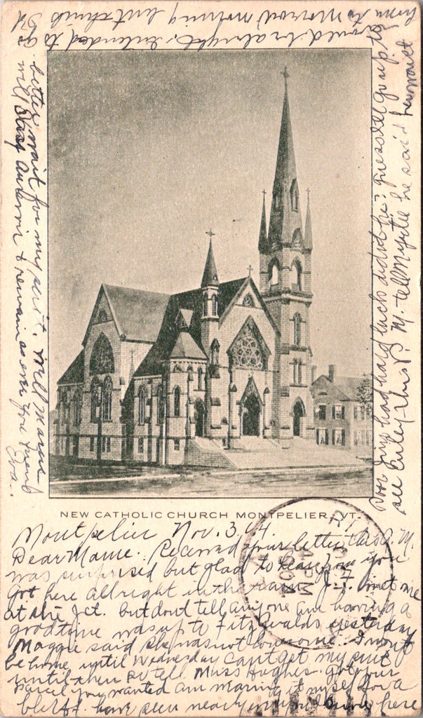 VT, Montpelier - Catholic Church (New) - 1904 postcard - A12199