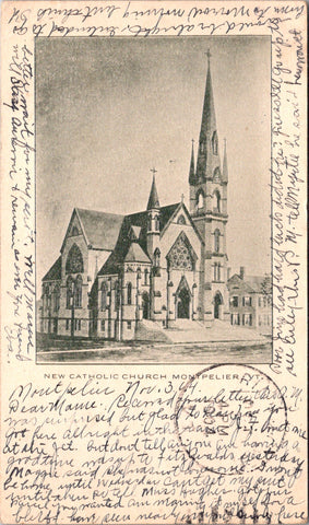 VT, MONTPELIER - Catholic Church (New) - 1904 postcard - A12199