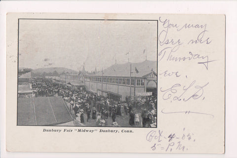 CT, Danbury - MIDWAY, Fair postcard @1905 postcard - A12205