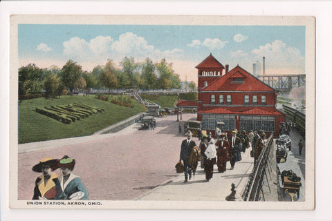 OH, Akron - Union Station - vintage postcard - A12490