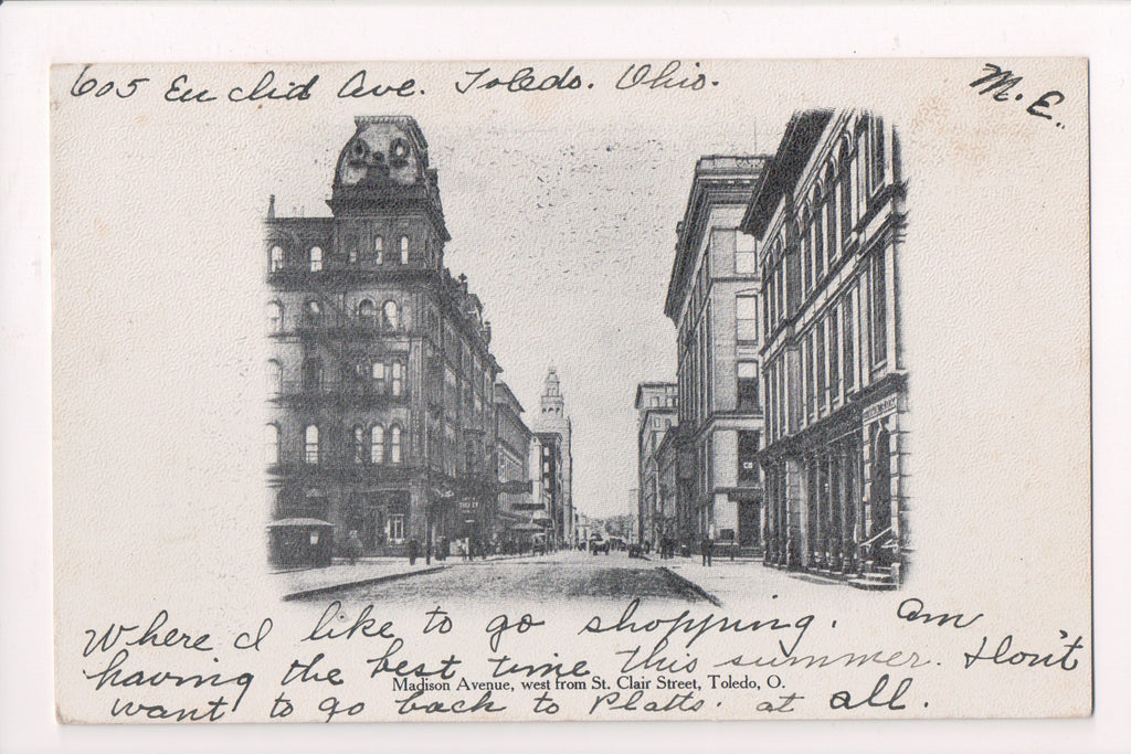 OH, Toledo - MADISON AVE from St Clair St - @ 1906 postcard - A12504