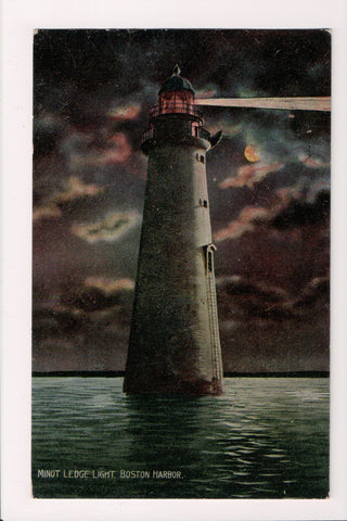 MA, Boston - Minot Ledge Light Lighthouse postcard - A12505