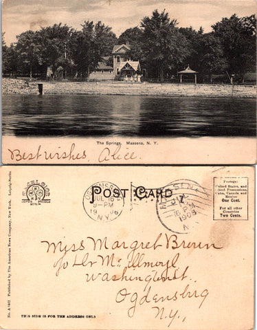 NY,  MASSENA - The Springs - people posing, brick wall postcard - A12529