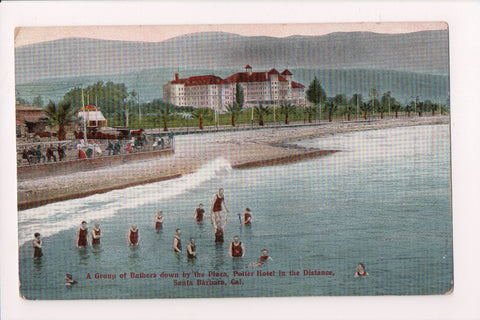 CA, Santa Barbara - Potter Hotel, bathers postcard - A12537