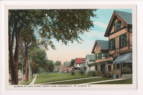 VT, ST ALBANS - High St from Congress St - vintage postcard - A12573