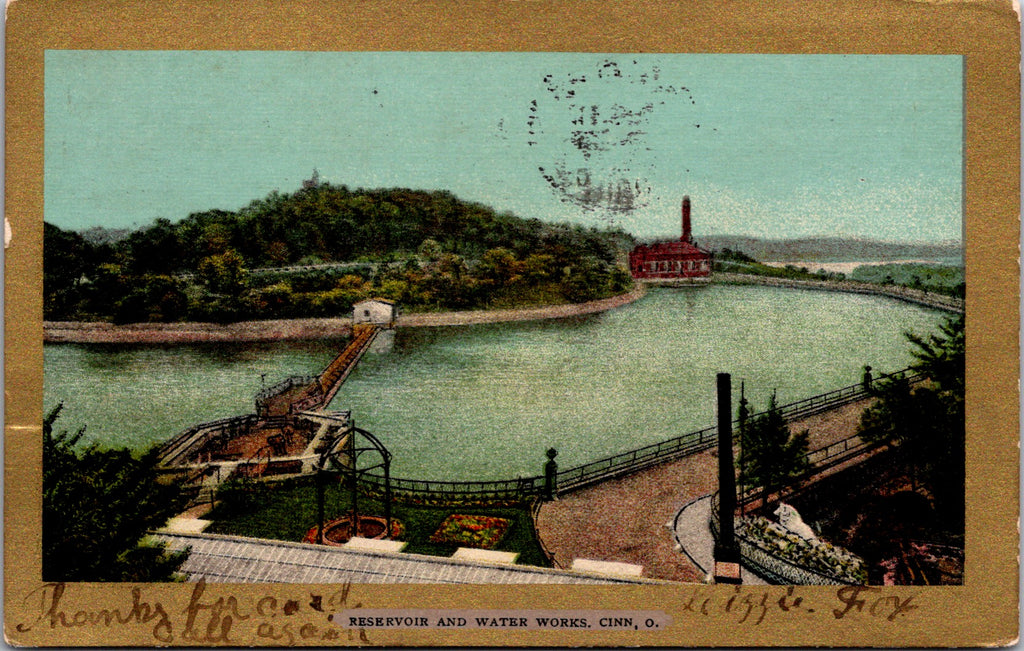 OH, Cincinnati - Reservoir and Water Works and area - 1909 postcard - A17080