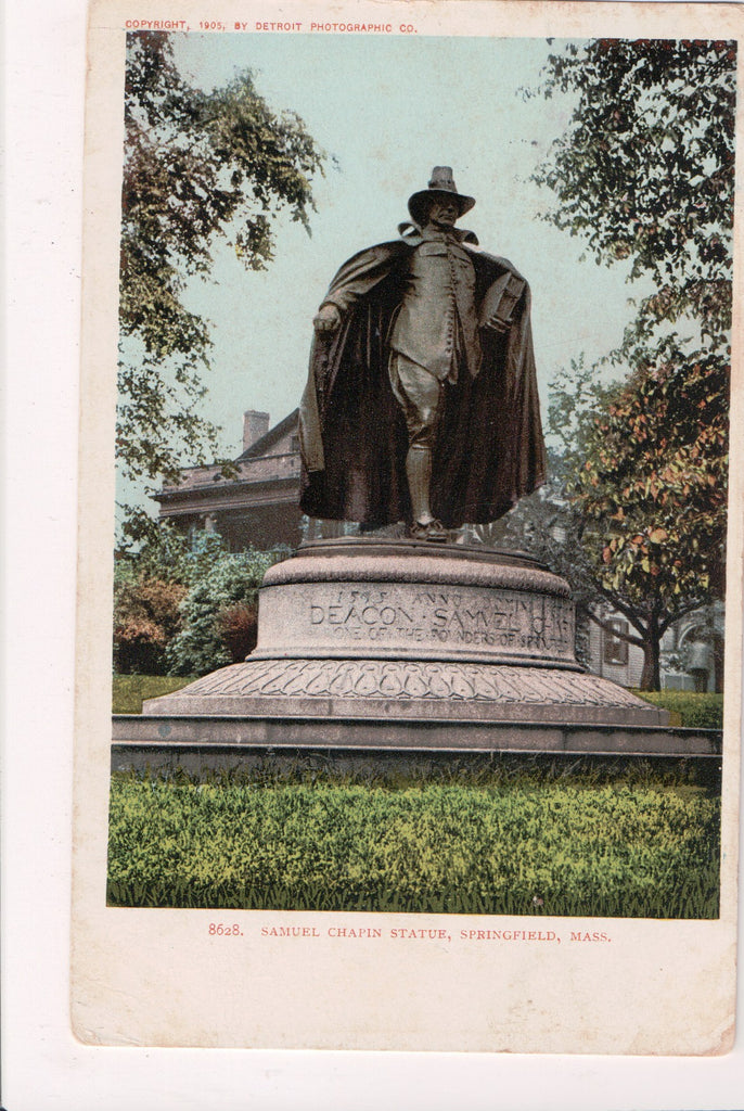 MA, Springfield - Samuel Chapin Statue closeup postcard - A17156