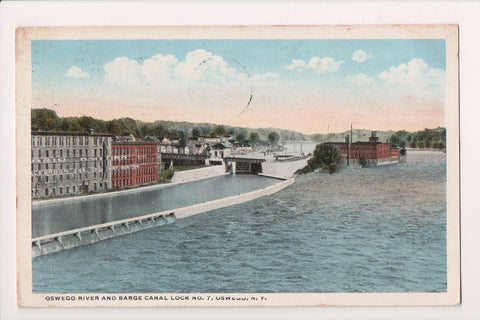 NY, OSWEGO - River, Barge Canal Lock #7 (original SOLD) A17269