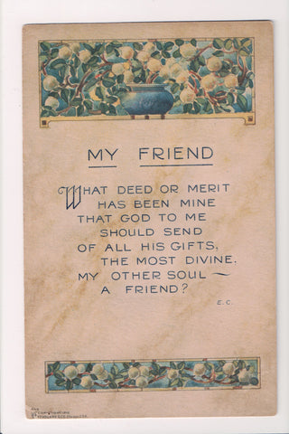 Greetings - Misc - Volland postcard #449 - MY FRIEND - A19004