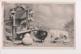 Easter - Fluffy Chicks, Eggs - vintage postcard - A19013