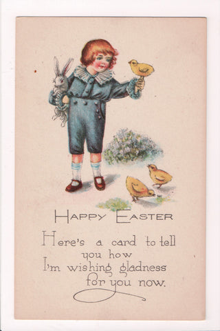 Easter - boy holding a rabbit and a chick - A19023
