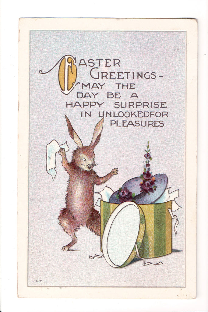 Easter - Rabbit opening a hat box - postcard - A19025