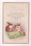 Easter postcard - bunnies opening a green box - A19027