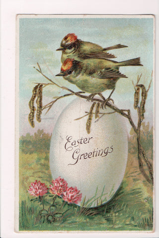 Easter - birds on a large egg postcard - A19036