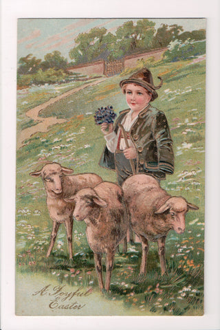 Easter - A Joyful Easter - Boy w/sheep - P Finkenrath card - A19038