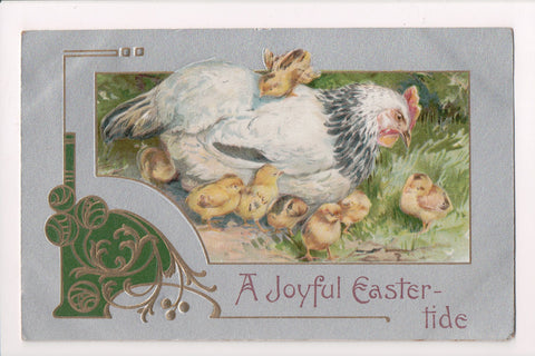 Easter - A JOYFUL EASTER-TIDE - hen and chicks - Winsch back - A19039