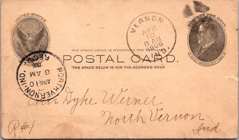 IN, VERNON - County Superintendent of Schools - Postal Card (original SOLD) A19068