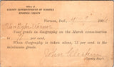 IN, Vernon - COUNTY SUPERINTENDENT OF SCHOOLS - Jennings Cty - Postal Card - A19068