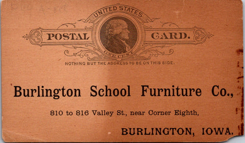 IA, Burlington - Burlington School Furniture Co - Postal Card postcard - A1970