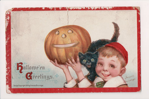 Halloween - Boy holding pumpkin (original SOLD) A19084