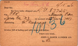 NC, NEW BERN - John L Roper Lumber Co - order update Postal Card (original SOLD) A19086