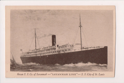 Ship Postcard - CITY of ST LOUIS - Savannah Line - A19233
