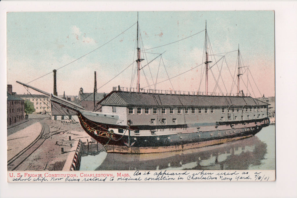 Ship Postcard - CONSTITUTION - US Frigate at Charlestown, MA (original SOLD) A19237