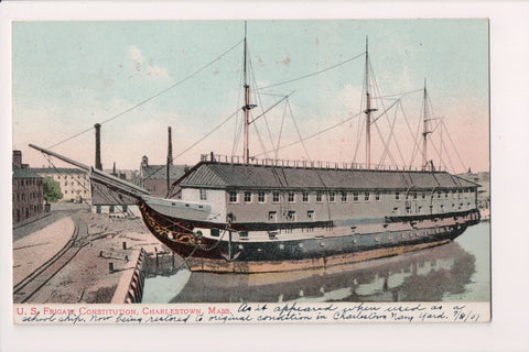 Ship Postcard - CONSTITUTION - US Frigate at Charlestown, MA (original SOLD) A19237