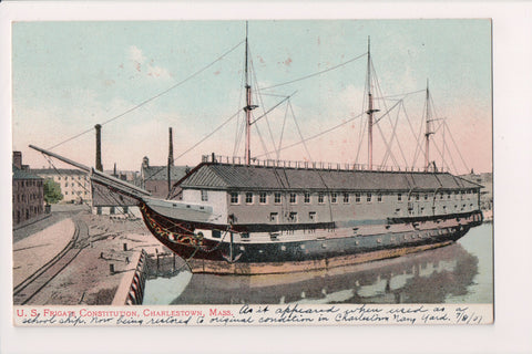 Ship Postcard - CONSTITUTION - US Frigate at Charlestown, MA - A19237