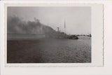 Ship Postcard - ANSONIA - SS Ansonia - Burning in harbor RPPC - A19251