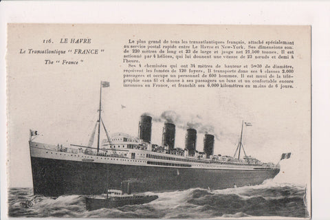 Ship Postcard - FRANCE - Transatlantic France - A19257