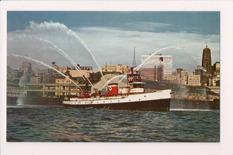 Ship Postcard - Fire Boat demonstration on Puget Sound - A19264