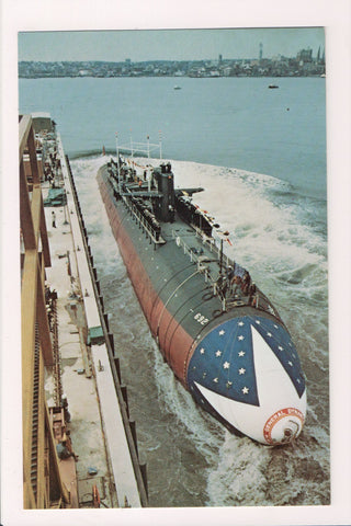Ship Postcard - OMAHA - USS Omaha - submarine christening - A19279