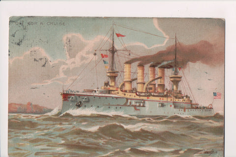 Ship Postcard - Cruiser - W S artist initials - A19281