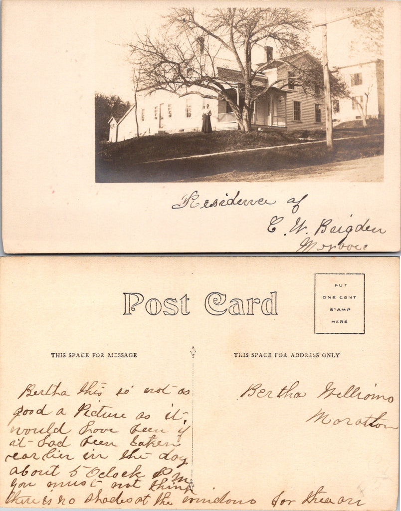 NY, Moravia - Residence of C W Brigden - RPPC postcard - A19433