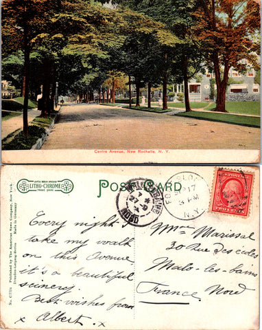 NY, NEW ROCHELLE - Centre Ave - houses, people (original SOLD) A19455