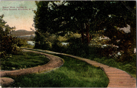 NY, RIVERSIDE - Camp Ground board walk - 1907 postcard - A19461