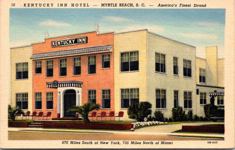 SC, Myrtle Beach - KENTUCKY INN HOTEL - vintage linen postcard - A19464