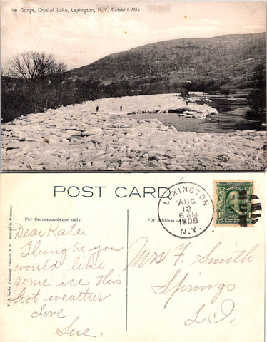 NY, Lexington - Crystal Lake, Ice Gorge, people postcard - A19466