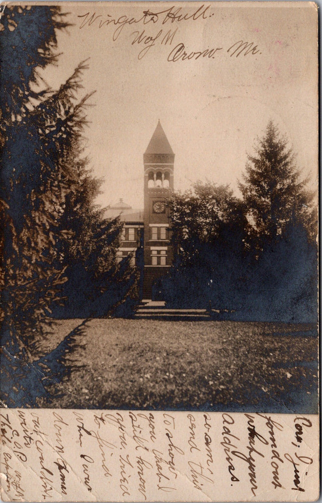 ME, ORONO - Wingate Hall, U of M - 1907 Real Photo RPPC - A19576