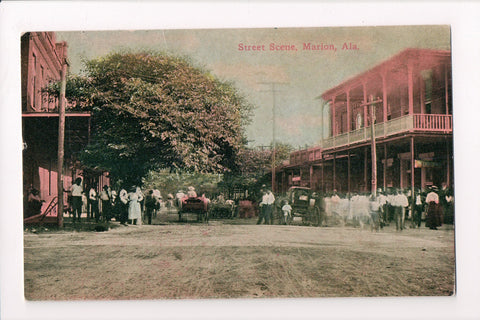 AL, MARION - Street Scene with people, wagons - postcard - G17064