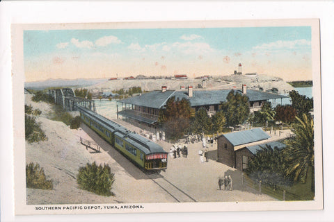 AZ, Yuma - Southern Pacific Depot - train coming out of a steel bridge - G06093