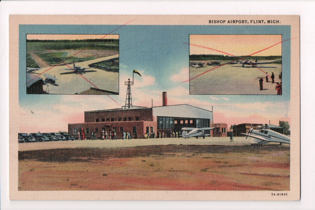 MI, Flint - Bishop Airport, multi view postcard - 405009