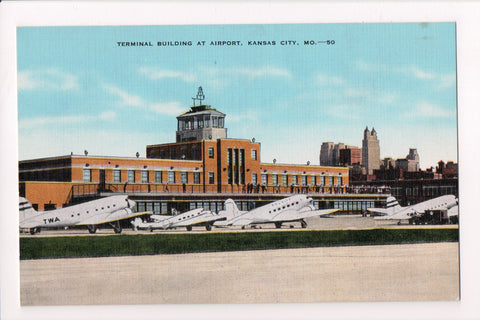 MO, Kansas City - Municipal Airport, Terminal Building postcard - JJ0641