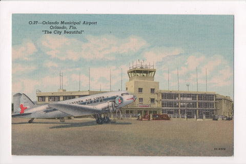 FL, ORLANDO - Municipal Airport postcard, Eastern Air Lines Plane - w00809