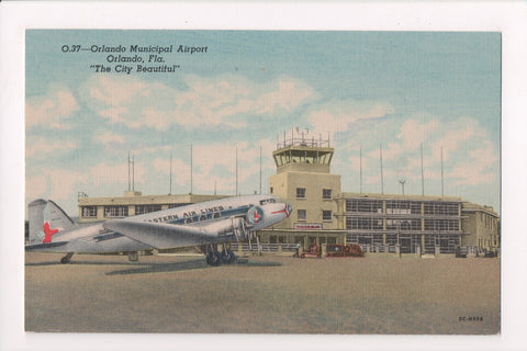 FL, Orlando - Municipal Airport postcard, Eastern Air Lines Plane - w00809